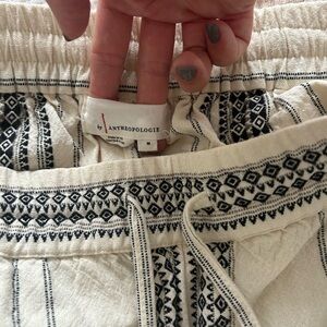 Anthropologie Black and Cream Striped Straight Leg Pants